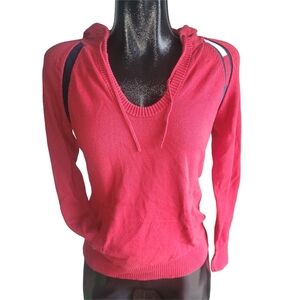 Tommy Hilfiger Red Hooded Sweater With Scoop Neckline M
